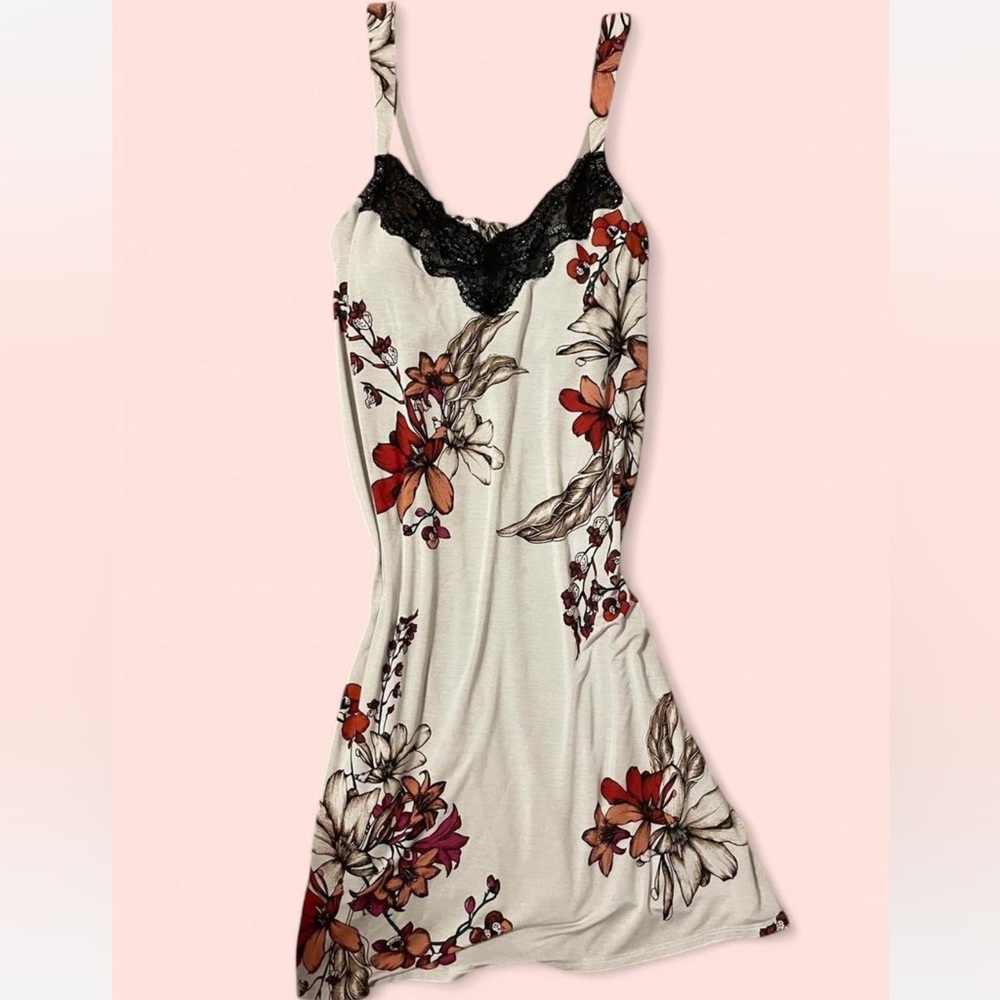 Floral Lace Trim Babydoll Dress